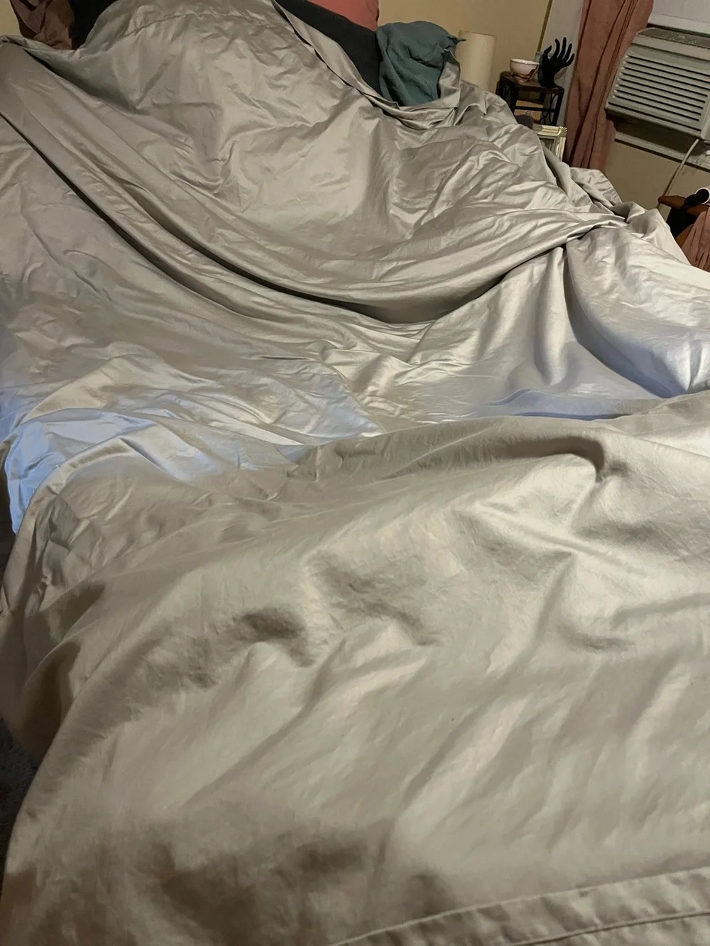 Charter Club ~ Grey/Silver Cotton Flat Sheet - Queen~